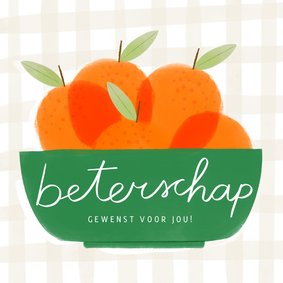 Beterschapskaart sinaasappels in fruitschaal