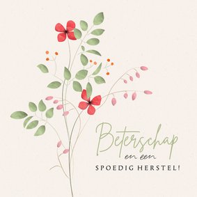 Beterschapskaart stijlvol wilde bloemen aquarel kraftlook