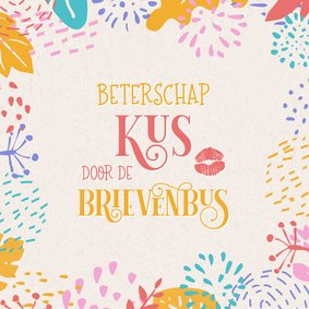 Beterschapskaart tropische flora kus door de brievenbus