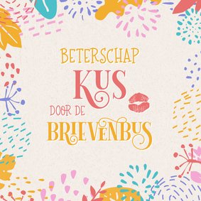 Beterschapskaart tropische flora kus door de brievenbus