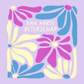 Beterschapskaart van harte beterschap met bloemen