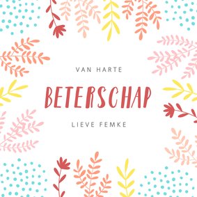 Beterschapskaart vrouw bloemen opvrolijken