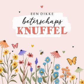 Beterschapskaart wilde bloemen kleurrijk hartjes