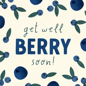 Beterschapskaartje get well berry soon bosbesjes patroon