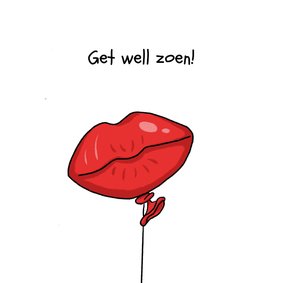 Beterschapskaartje get well zoen ballon kaart 