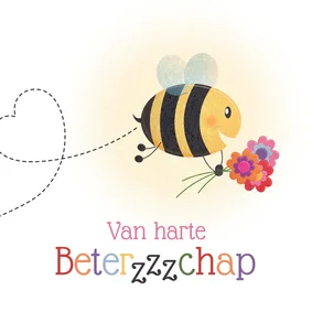 Beterschapskaartje van harte beterzzzchap bijtje