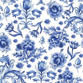 Bloemen delfts blauw