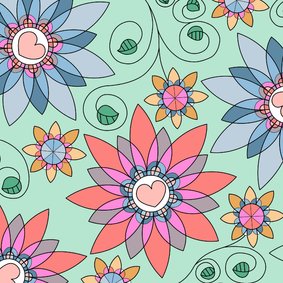 Bloemenkaart - Fantasie bloemen met kleurplaat