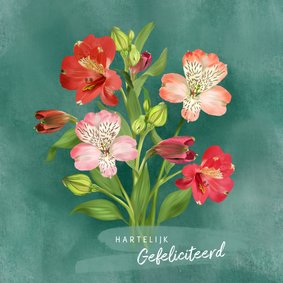 Bloemenkaart met boeket Alstroemeria