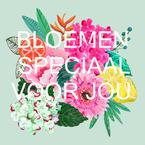 Bloemenkaart met moderne strakke lettering