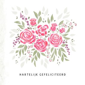 Boeket bloemen met roze rozen