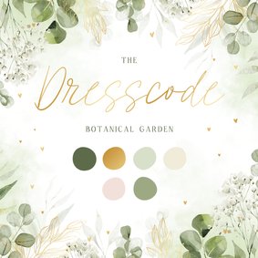 Botanisch dresscode kaartje waterverf en goudfolie