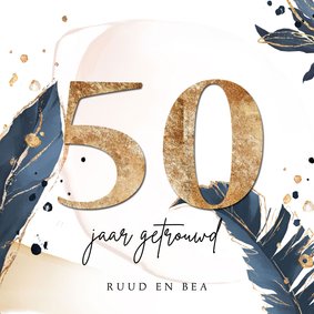 Botanisch goud look uitnodiging 50 jaar getrouwd