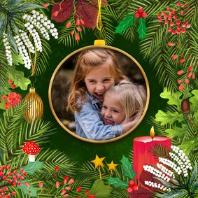 Botanische kerstkaart met foto