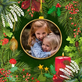 Botanische kerstkaart met foto
