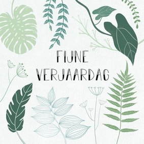 Botanische verjaardagskaart met handlettering