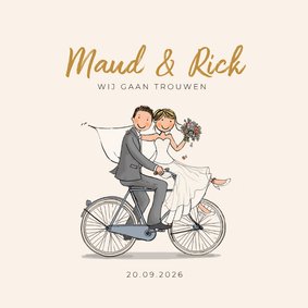 Bruidspaar op fiets