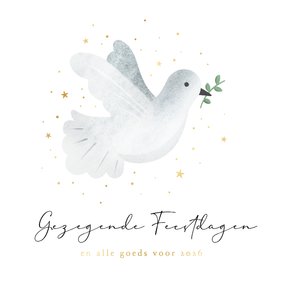 Christelijk nieuwjaarskaart vrede duif met goudfolie