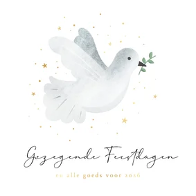 Christelijk nieuwjaarskaart vrede duif met goudfolie