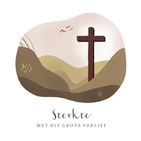 Christelijke condoleance met kruis en regenboog