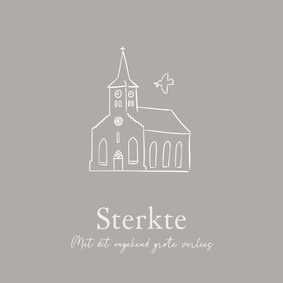 Christelijke condoleancekaart met een kerkje 