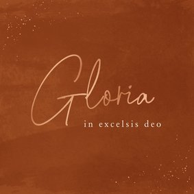 Christelijke kerstkaart Gloria in excelsis deo roestbruin