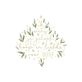 Christelijke kerstkaart met geloof hoop en liefde voor 2027
