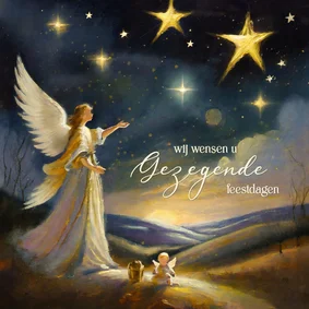Christelijke klassieke kerstkaart met schilderij met engel