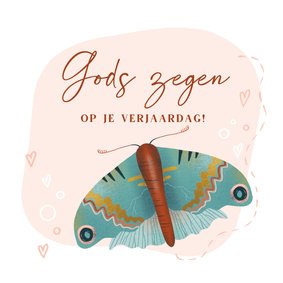Christelijke verjaardagskaart met grote vlinder