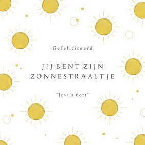 Christelijke verjaardagskaart zonnestralen Gods zegen