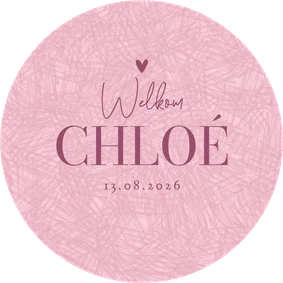 Cirkelkaart geboortekaartje meisje rond potlood effect roze