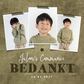 Communiefeest bedankkaart fotocollage groen ster