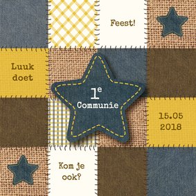 Communiekaart jongen patchwork