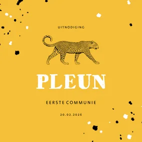 Communiekaart leopard zwart/wit met spetters