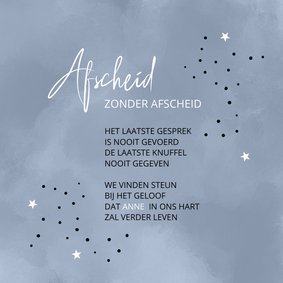 Condoleance Afscheid zonder afscheid