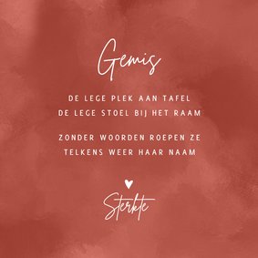 Condoleance Gedicht over verlies en gemis