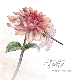 Condoleance kaart dahlia libelle bloem