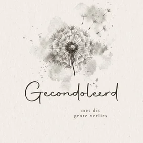 Condoleance kaart met paardenbloem aquarel