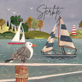 Condoleance kaart zeilboot op zee