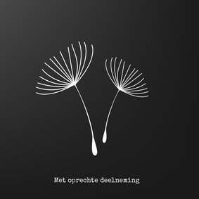 Condoleance kaart zwart paardenbloem