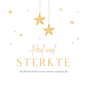 Condoleancekaart baby tweeling sterren hemel sterkte