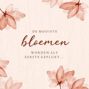 Condoleancekaart bloemen hout waterverf kind baby