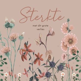 Condoleancekaart botanische bloemen