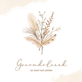 Condoleancekaart droogbloemen veertje waterverf sterkte