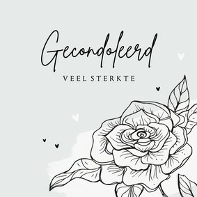 Condoleancekaart gecondoleerd bloem hartjes sterkte