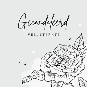 Condoleancekaart gecondoleerd bloem hartjes sterkte