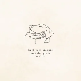 Condoleancekaart hond met lijntekening en naam beige
