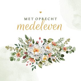 Condoleancekaart klassiek bloemen verf met oprecht medeleven