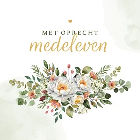 Condoleancekaart klassiek bloemen verf met oprecht medeleven