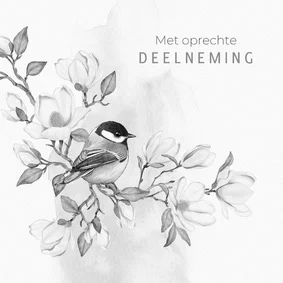 Condoleancekaart magnolia met vogel